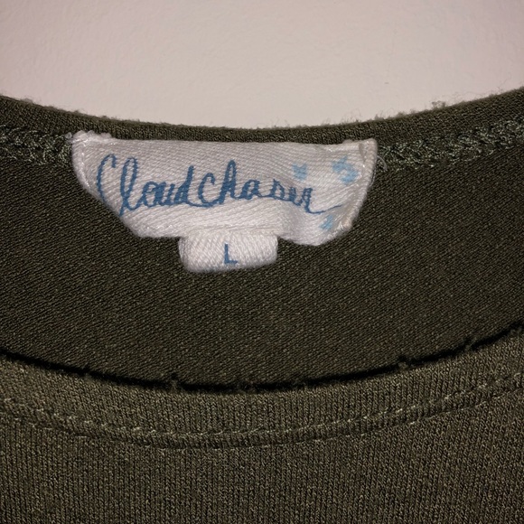 Long sleeve open shoulder army green dress - Picture 4 of 5